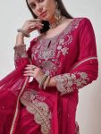 ATTRACTIVE CHINON SILK EMBROIDERY SEQUENCE WORK TOP PALAZZO WITH DUPATTA FESTIVE WEAR WHOLESALE PRICE ETHNIC GARMENT (2)