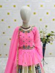 ATTRACTIVE GEORGETTE EMBROIDERY SEQUENCE WORK KIDS LEHENGA CHOLI WITH DUPATTA FESTIVE WEAR WHOLESALE PRICE ETHNIC GARMENT (5)
