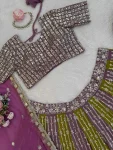 ATTRACTIVE GEORGETTE THREAD WITH SEQUENCE WORK LEHENGA CHOLI WITH DUPATTA WEDDING WEAR WHOLESALE PRICE ETHNIC GARMENT (4)
