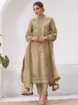 ATTRACTIVE JIMMY CHOO EMBROIDERY AND SEQUENCE WORK TOP BOTTOM WITH DUPATTA CREAM