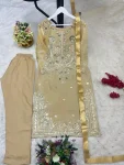 ATTRACTIVE JIMMY CHOO EMBROIDERY AND SEQUENCE WORK TOP BOTTOM WITH DUPATTA FESTIVE WEAR WHOLESALE PRICE ETHNIC GARMENT (1)