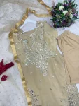 ATTRACTIVE JIMMY CHOO EMBROIDERY AND SEQUENCE WORK TOP BOTTOM WITH DUPATTA FESTIVE WEAR WHOLESALE PRICE ETHNIC GARMENT (1)