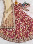 BOLLYWOOD CHINON SILK EMBROIDERY MULTI THREAD & SEQUENCE WITH DIGITAL PRINTS WORK GOWN WITH DUPATTA PARTY WEAR WHOLESALE PRICE ETHNIC GARMENT (4)