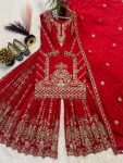 DESIGNER CHINON EMBROIDERY CODING SEQUENCE WORK TOP PALAZZO WITH DUPATTA WEDDING WEAR WHOLESALE PRICE ETHNIC GARMENT (4)