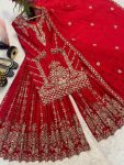 DESIGNER CHINON EMBROIDERY CODING SEQUENCE WORK TOP PALAZZO WITH DUPATTA WEDDING WEAR WHOLESALE PRICE ETHNIC GARMENT (4)