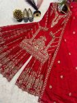 DESIGNER CHINON EMBROIDERY CODING SEQUENCE WORK TOP PALAZZO WITH DUPATTA WEDDING WEAR WHOLESALE PRICE ETHNIC GARMENT (4)