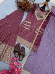 DESIGNER CHINON SILK DIGITAL PRINT WITH EMBROIDERY SEQUENCE WORK TOP BLOUSE SHARARA WITH DUPATTA PARTY WEAR WHOLESALE PRICE ETHNIC GARMENT (3)