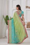 DESIGNER CHINON SILK EMBROIDERY CODING WORK SAREE WITH UNSTITCHED BLOUSE WEDDING WEAR WHOLESALE PRICE ETHNIC GARMENT (9)