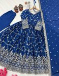 DESIGNER CHINON SILK EMBROIDERY SEQUENCE MIRROR WORK GOWN BOTTOM WITH DUPATTA FESTIVE WEAR WHOLESALE PRICE ETHNIC GARMENT (7)