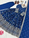 DESIGNER CHINON SILK EMBROIDERY SEQUENCE MIRROR WORK GOWN BOTTOM WITH DUPATTA FESTIVE WEAR WHOLESALE PRICE ETHNIC GARMENT (7)