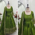 DESIGNER CHINON SILK EMBROIDERY SEQUENCE WORK GOWN BOTTOM WITH DUPATTA FESTIVE WEAR WHOLESALE PRICE ETHNIC GARMENT (1)