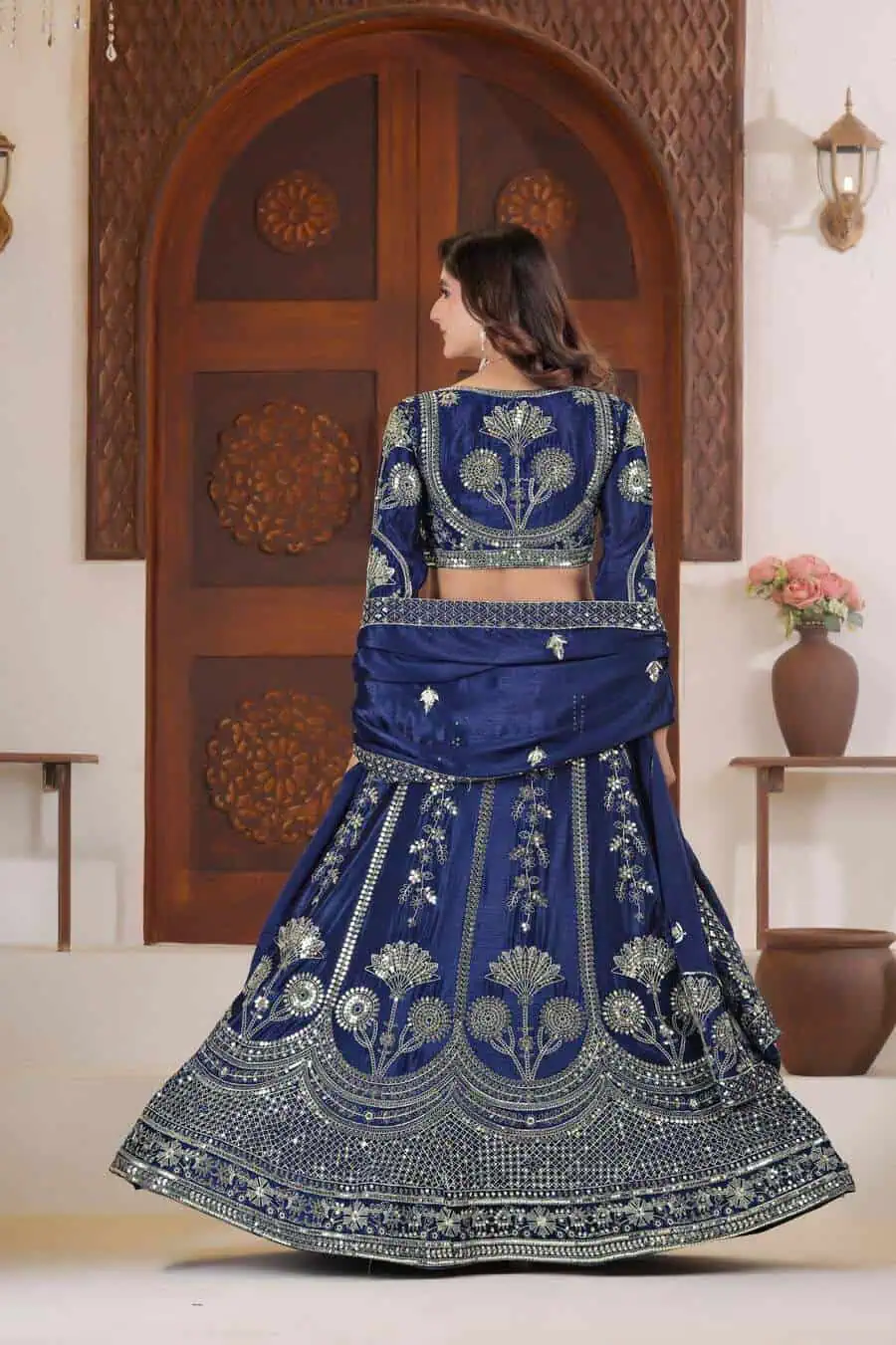 DESIGNER CHINON SILK SEQUENCE AND ZARI EMBROIDERY WORK LEHENGA CHOLI WITH DUPATTA WEDDING WEAR WHOLESALE PRICE ETHNIC GARMENT (19)