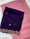 DESIGNER CRUNCHY EMBROIDERY WITH MOTI DIAMOND WORK SAREE WITH UNSTITCHED BLOUSE WEDDING WEAR WHOLESALE PRICE ETHNIC GARMENT(21)
