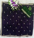 DESIGNER CRUNCHY EMBROIDERY WITH MOTI DIAMOND WORK SAREE WITH UNSTITCHED BLOUSE WEDDING WEAR WHOLESALE PRICE ETHNIC GARMENT(26)