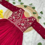 DESIGNER FAUX BLOOMING ZARI-SEQUENCE & EMBROIDERY WORK GOWN WITH DUPATTA FESTIVE WEAR WHIOLESALE PRICE ETHNIC GARMENT (5)