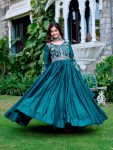 DESIGNER FENDY SILK CODING SEQUENCE & THREAD EMBROIDERY WORK GOWN WITH DUPATTA WEDDING WEAR WHOLESALE PRICE ETHNIC GARMENT (9)