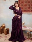 DESIGNER FENDY SILK EMBROIDERY SEQUENCE & CODING WORK LEHENGA SAREE WITH STITCHED BLOUSE AND WASIT BELT PARTY WEAR WHOLESALE PRICE ETHNIC GARMENT (3)