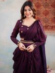 DESIGNER FENDY SILK EMBROIDERY SEQUENCE & CODING WORK LEHENGA SAREE WITH STITCHED BLOUSE AND WASIT BELT PARTY WEAR WHOLESALE PRICE ETHNIC GARMENT (3)