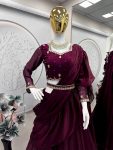 DESIGNER FENDY SILK EMBROIDERY SEQUENCE & CODING WORK LEHENGA SAREE WITH STITCHED BLOUSE AND WASIT BELT PARTY WEAR WHOLESALE PRICE ETHNIC GARMENT (3)