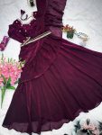 DESIGNER FENDY SILK EMBROIDERY SEQUENCE & CODING WORK LEHENGA SAREE WITH STITCHED BLOUSE AND WASIT BELT PARTY WEAR WHOLESALE PRICE ETHNIC GARMENT (3)