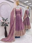 DESIGNER FENDY SILK EMBROIDERY SEQUENCE WORK GOWN WITH DUPATTA WEDDING WEAR WHOLESALE PRICE ETHNIC GARMENT (9)