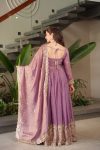 DESIGNER FENDY SILK EMBROIDERY SEQUENCE WORK GOWN WITH DUPATTA WEDDING WEAR WHOLESALE PRICE ETHNIC GARMENT (9)