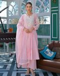 DESIGNER FLEX COTTON EMBROIDERY WORK TOP BOTTOM WITH DUPATTA BABY PINK