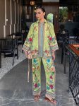 DESIGNER FRENCH CREPE DIGITAL PRINT WORK CO-ORD SET GREEN