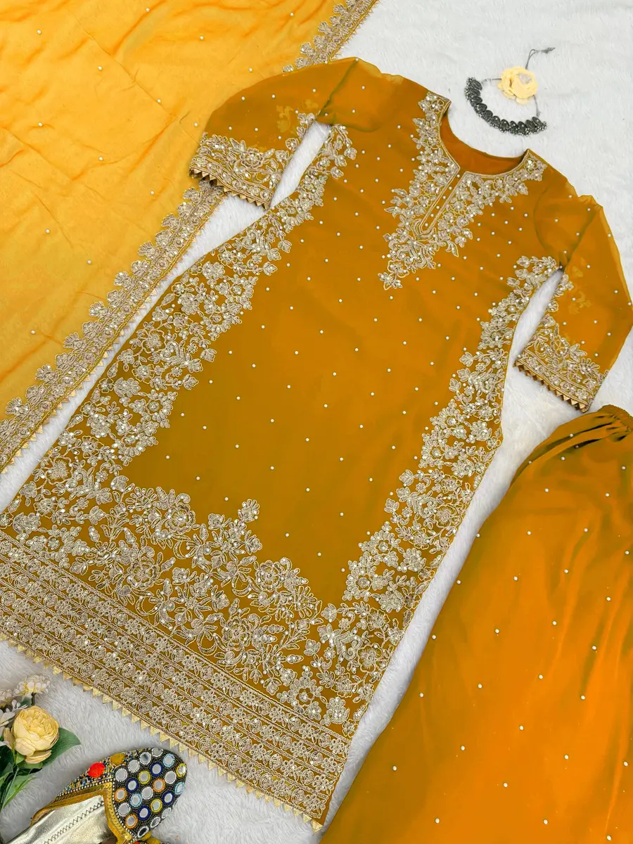 DESIGNER GEORGETTE CODING AND SEQUENCE WITH RIVET MOTI WORK TOP PALAZZO WITH DUPATTA FESTIVE WEAR WHOLESALE PRICE ETHNIC GARMENT (12)
