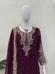 DESIGNER GEORGETTE CODING AND SEQUENCE WITH RIVET MOTI WORK TOP PALAZZO WITH DUPATTA FESTIVE WEAR WHOLESALE PRICE ETHNIC GARMENT (15)