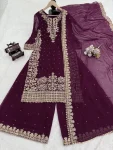 DESIGNER GEORGETTE CODING AND SEQUENCE WITH RIVET MOTI WORK TOP PALAZZO WITH DUPATTA FESTIVE WEAR WHOLESALE PRICE ETHNIC GARMENT (15)