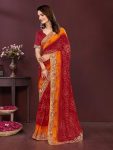 DESIGNER GEORGETTE DIGITAL PRINT WITH CONTRAST PALLU EMBROIDERY WORK SAREE WITH UNSTITCHED BLOUSE FESTIVE WEAR WHOLESALE PRICE ETHNIC GARMENT (17)