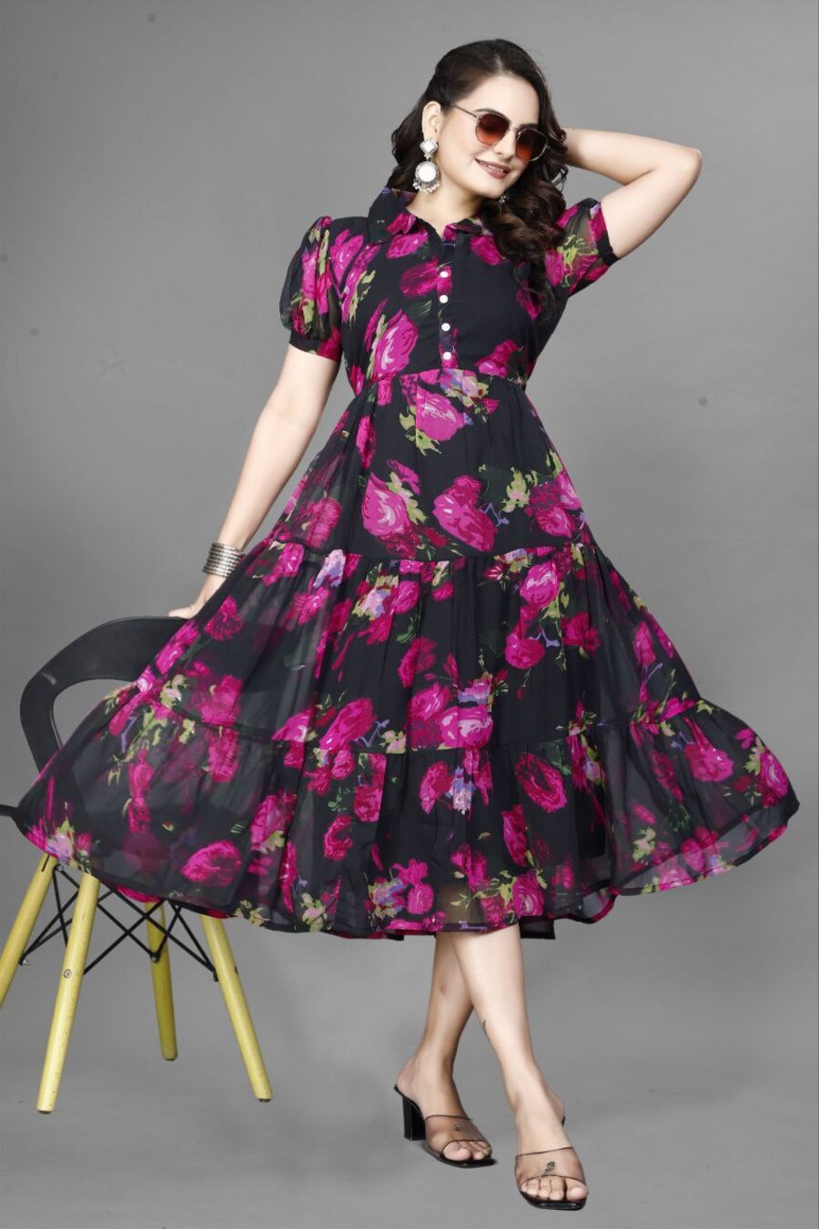 DESIGNER GEORGETTE DIGITAL PRINT WORK ONE PIECE DAILY WEAR WHOLESALE PRICE ETHNIC GARMENT (1)