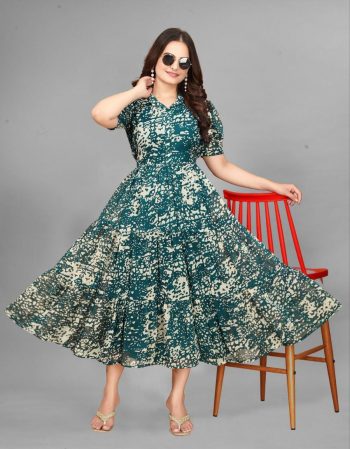 DESIGNER GEORGETTE DIGITAL PRINT WORK ONE PIECE GREEN