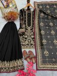 DESIGNER GEORGETTE EMBROIDERY SEQUENCE WITH RIVET MOTI WORK TOP PALAZZO WITH DUPATTA WEDDING WEAR WHOLESALE PRICE ETHNIC GARMENT (3)