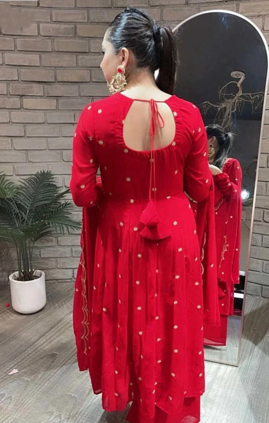 DESIGNER GEORGETTE EMBROIDERY SEQUENCE WORK GOWN PALAZZO WITH DUPATTA FESTIVE WEAR WHOLESALE PRICE ETHNIC GARMENT (3)