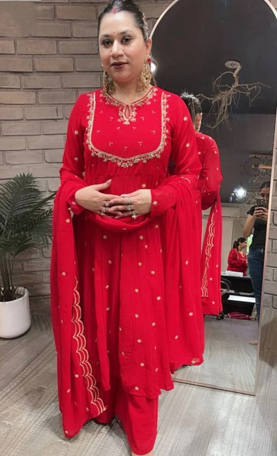 DESIGNER GEORGETTE EMBROIDERY SEQUENCE WORK GOWN PALAZZO WITH DUPATTA FESTIVE WEAR WHOLESALE PRICE ETHNIC GARMENT (5)