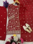 DESIGNER GEORGETTE EMBROIDERY SEQUENCE WORK TOP PALAZZO WITH DUPATTA WEDDING WEAR WHOLESALE PRICE ETHNIC GARMENT (2)