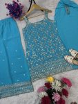DESIGNER GEORGETTE EMBROIDERY SEQUENCE WORK WITH FANCY LATKAN WORK TOP PALAZZO WITH DUPATTA PARTY WEAR WHOLESALE PRICE ETHNIC GARMENT (4)