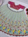 DESIGNER GEORGETTE EMBROIDERY SEQUENCE WORK WITH REAL MIRROR WORK LEHENGA CHOLI WITH DUPATTA WEDDING WEAR WHOLESALE PRICE ETHNIC GARMENT (2)