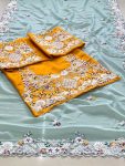 DESIGNER GEORGETTE EMBROIDERY WORK SAREE WITH UNSTITCHED BLOUSE PARTY WEAR WHOLESALE PRICE ETHNIC GARMENT (2)