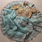DESIGNER GEORGETTE EMBROIDERY WORK SAREE WITH UNSTITCHED BLOUSE PARTY WEAR WHOLESALE PRICE ETHNIC GARMENT (2)