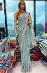 DESIGNER GEORGETTE EMBROIDERY WORK SAREE WITH UNSTITCHED BLOUSE PARTY WEAR WHOLESALE PRICE ETHNIC GARMENT (2)