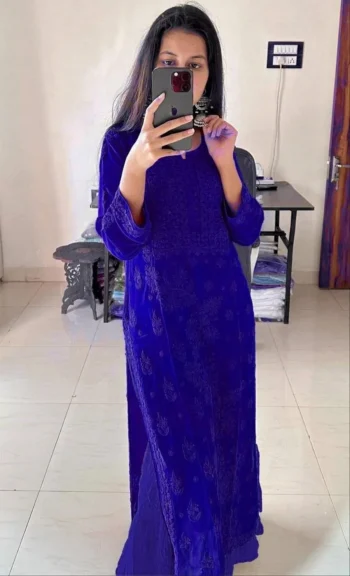 DESIGNER GEORGETTE EMBROIDERY WORK TOP BOTTOM WITH DUPATTA BLUE