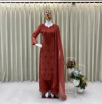 DESIGNER GEORGETTE EMBROIDERY WORK TOP PALAZZO WITH DUPATTA OFFICE WEAR WHOLESALE PRICE ETHNIC GARMENT (1)