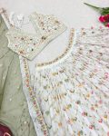 DESIGNER GEORGETTE MULTI NEEDLE SEQUENCE EMBROIDERY WORK LEHENGA CHOLI WITH DUPATTA WEDDING WEAR WHOLESALE PRICE ETHNIC GARMENT (4)