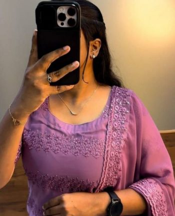 DESIGNER GEORGETTE MULTI SEQUENCE WORK TOP WITH DUPATTA LAVENDER