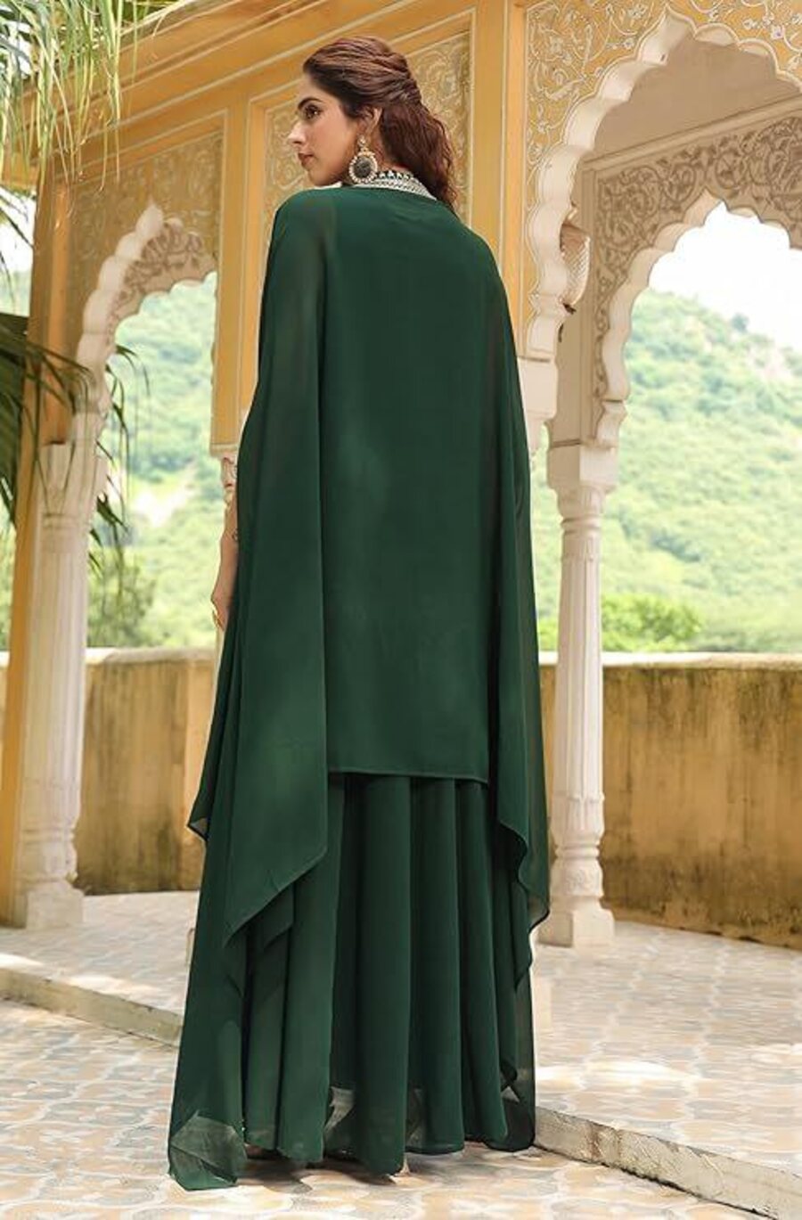 DESIGNER GEORGETTE SEQUENCE CODING EMBROIDERY WORK GOWN WITH DUPATTA CAP PARTY WEAR WHOLESALE PRICE ETHNIC GARMENT (6)