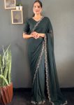 DESIGNER GEORGETTE SWAROVSKI WORK READY TO WEAR SAREE WITH UNSTITCHED BLOUSE PARTY WEAR WHOLESALE PRICE ETHNIC GARMENT (13)