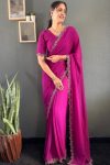 DESIGNER GEORGETTE SWAROVSKI WORK READY TO WEAR SAREE WITH UNSTITCHED BLOUSE PARTY WEAR WHOLESALE PRICE ETHNIC GARMENT (16)